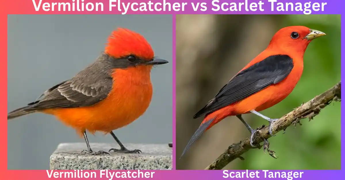 Vermilion flycatcher vs scarlet tanager pictures