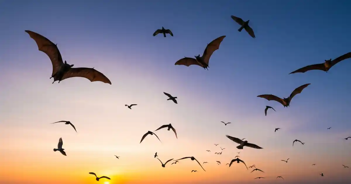 Bats Or Birds Flying at Dusk